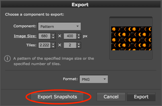 Export Snapshots button