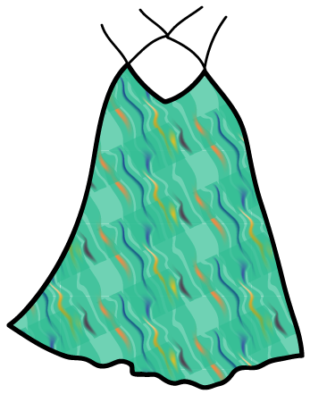An air-brush pattern on a trapeze dress.